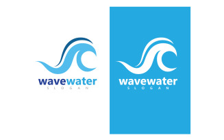 Wave water beach blue logo and symbol vector v9