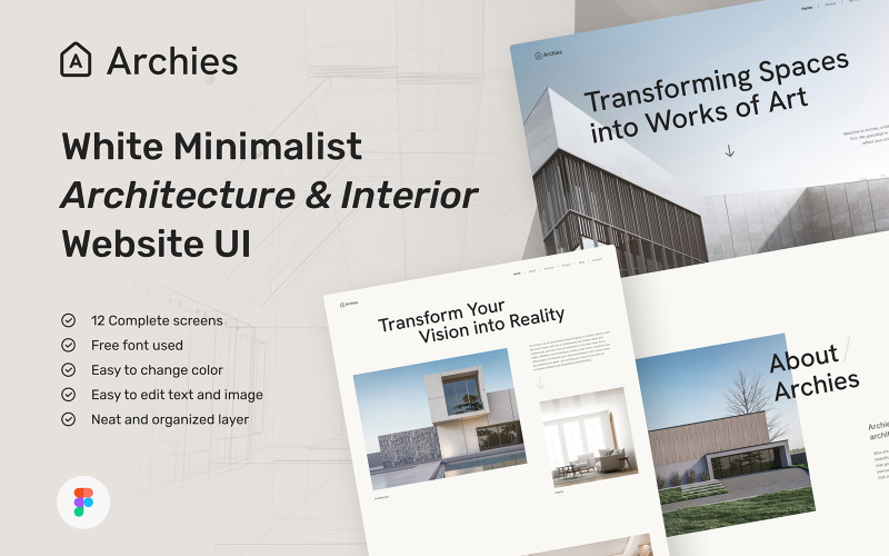 Archies – White Minimalist Architecture & Interior Website Design UI Element