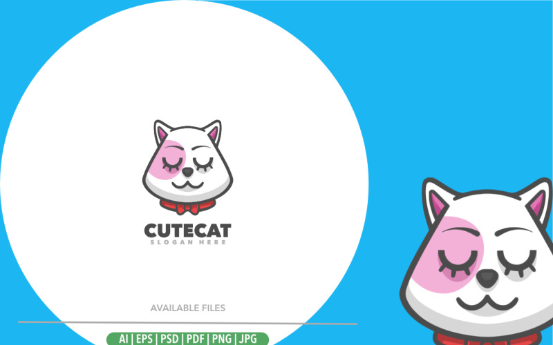 Cat cartoon mascot design illustration Logo Template