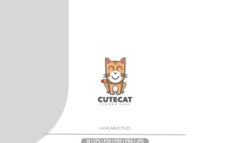 Cat cute mascot logo template