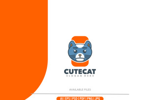 Cat cute vector logo template