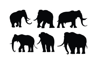 Elephant walking silhouette set vector