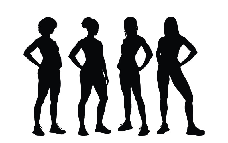 Female bodybuilder silhouette bundle Illustration