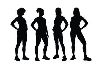 Female bodybuilder silhouette bundle