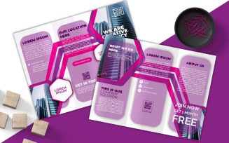 Modern WE Are Creative Agency Business Purple Tri-Fold Brochure Design - Corporate Identity