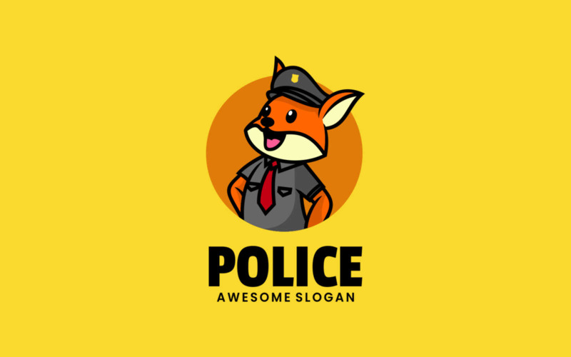 Police Fox Mascot Cartoon Logo Logo Template