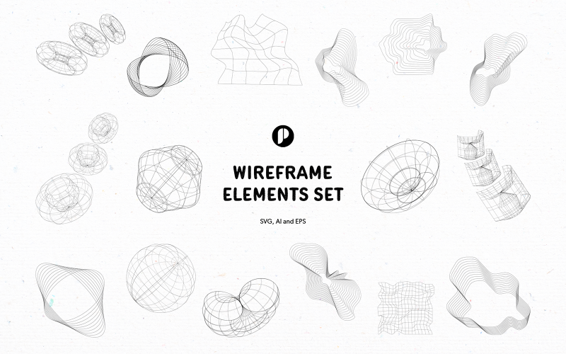 Black Wireframe Elements Set Illustration