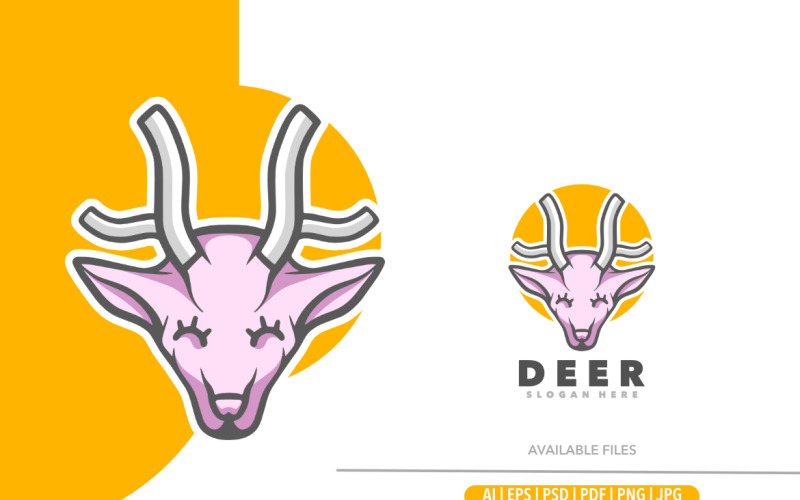 Free deer head cute mascot logo Logo Template