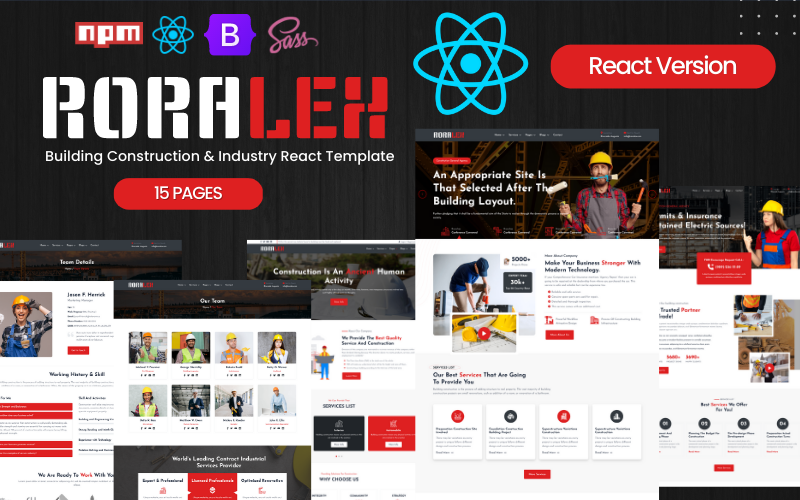 RORALEX - Industry Service and Building Construction React Template Website Template
