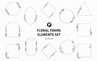 Simple Floral Frame Elements Set