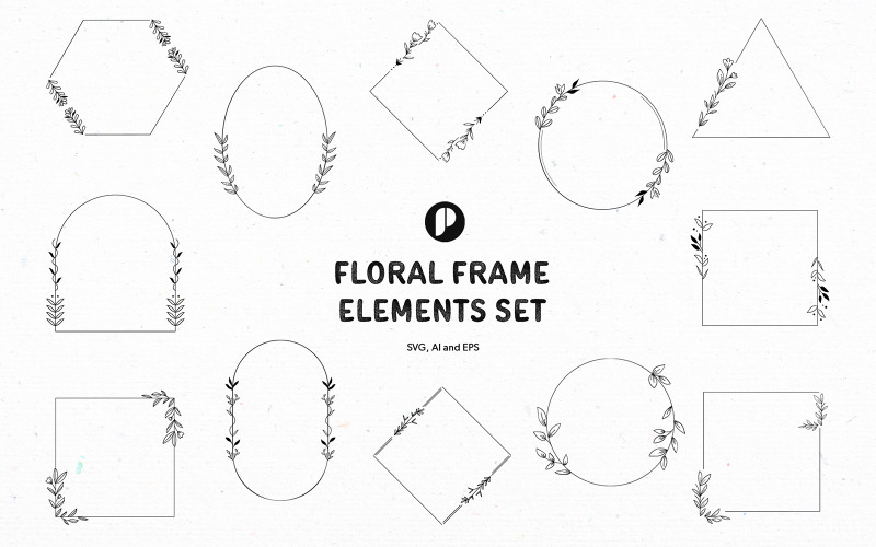Simple Floral Frame Elements Set Illustration