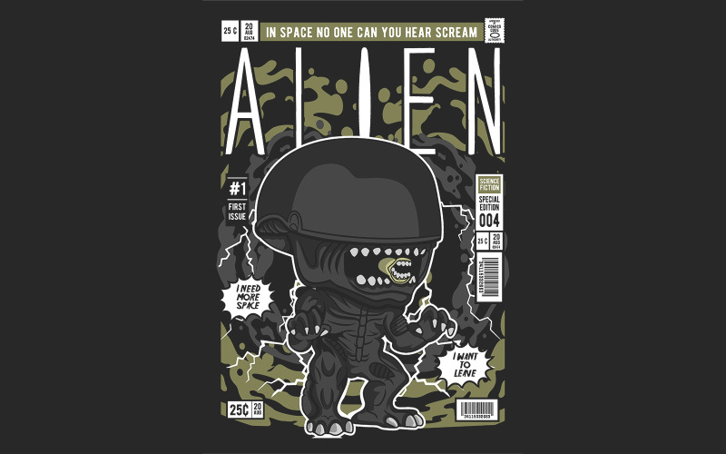 Alien Ilustrator T shirt Design Illustration