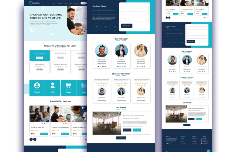 E-Learning Management System Landing Page Design PSD Template