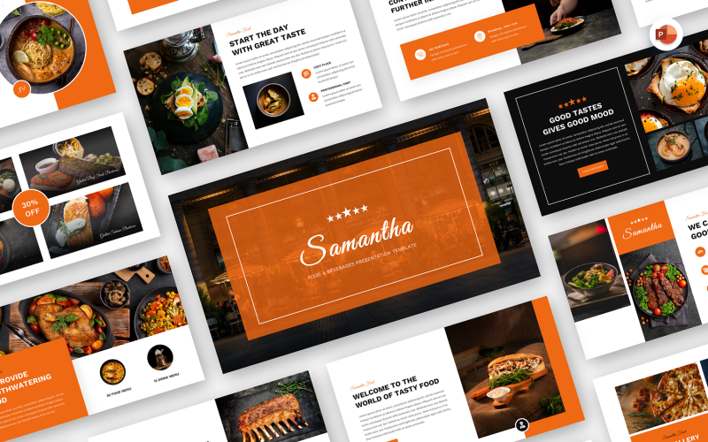 Samantha - Food & Beverages Powerpoint Template PowerPoint Template