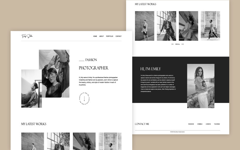 Fashion Photographer Portfolio Landing Page Template Design UI Element