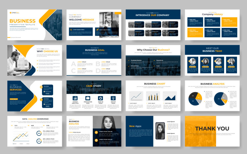 multipurpose business presentation and business presentation powerpoint template Illustration