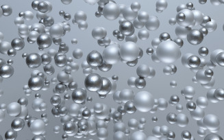 3D flying silver bubbles, spheres, balls. Minimal composition for creative design, poster