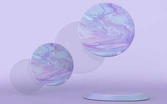 3D minimal geometric shapes on pastel violet background