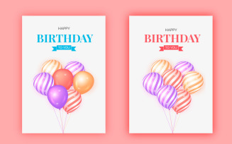 Happy birthday design with balloon, typography letter and falling confetti on light background
