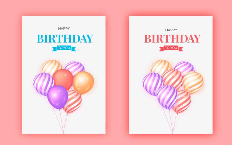 Happy birthday design with balloon, typography letter and falling confetti on light background Illustration