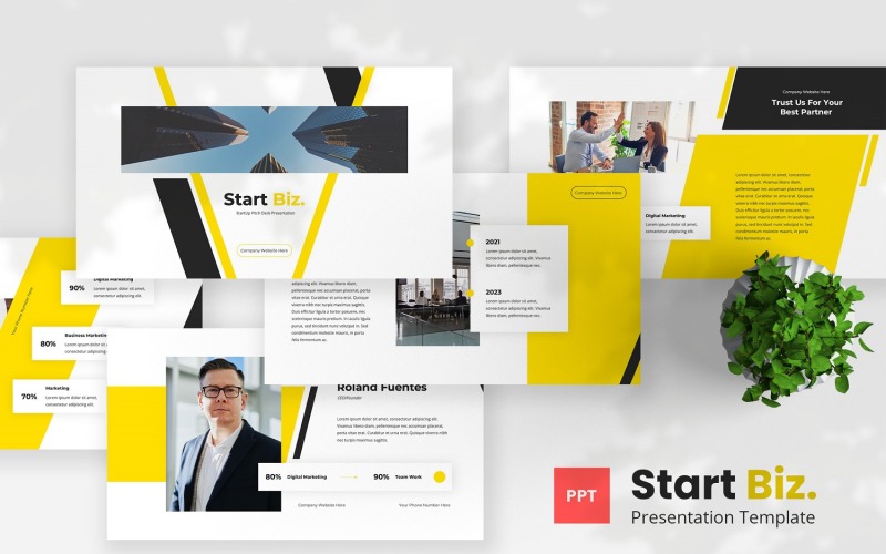 Start Biz — Startup Pitch Deck Powerpoint Template PowerPoint Template