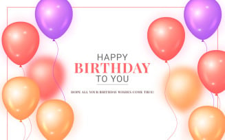 Birthday design with balloon, typography letter and falling confetti on light background