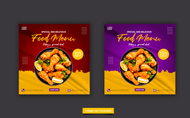 Food banner social media post template ads. Editable social media vector template Illustration