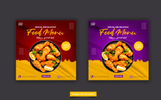 Food banner social media post template ads. Editable social media vector template