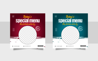 Food social media feed post template social media for food promotion simple banner frame