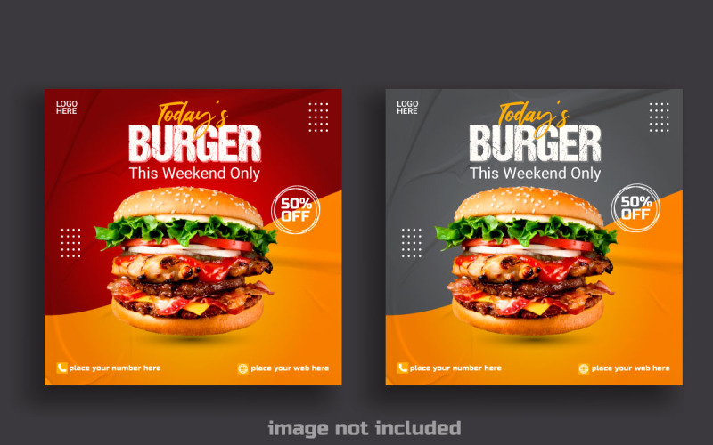 Food social media post template social media for food promotion simple banner frame Illustration