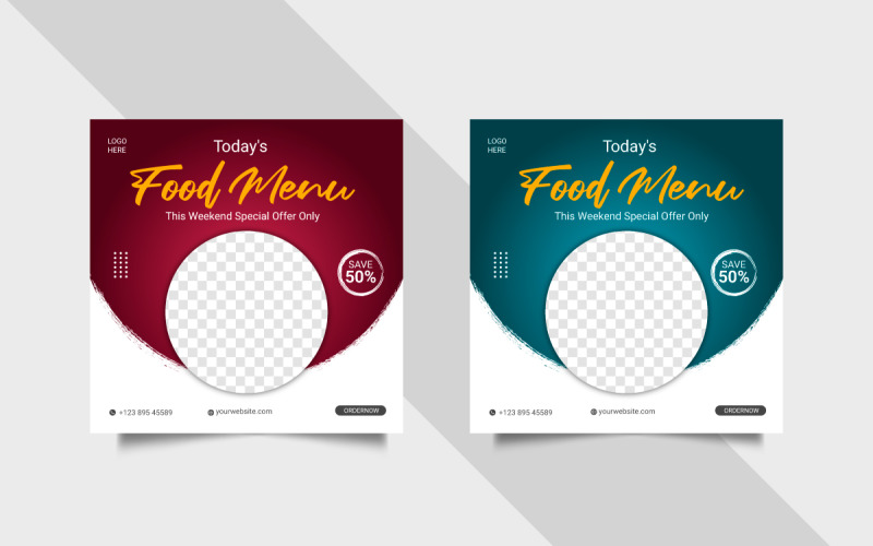 Food social media post template social media instagram for food promotion simple banner Illustration