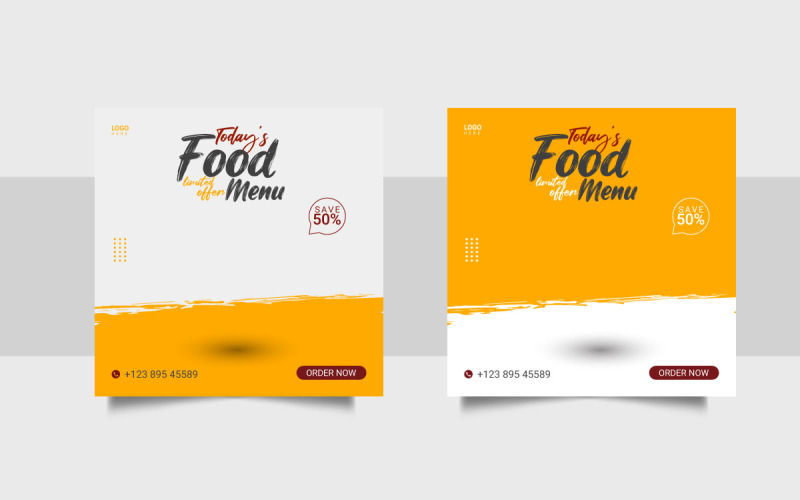 Food social media posts template social media for food promotion simple banners Illustration