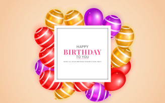 Happy birthday design with color balloon, typography letter and falling confetti background