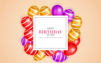 Happy birthday design with color balloon, typography letter and falling confetti background