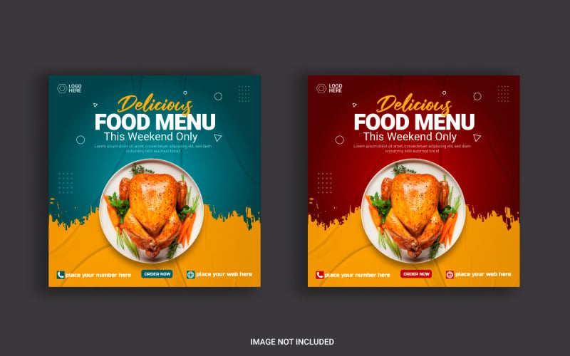 Fast food restaurant business marketing social media post or web banner template design Illustration