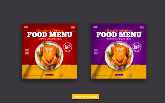 Fast food restaurant business marketing social media post or web banner template idea