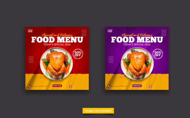 Fast food restaurant business marketing social media post or web banner template idea Illustration