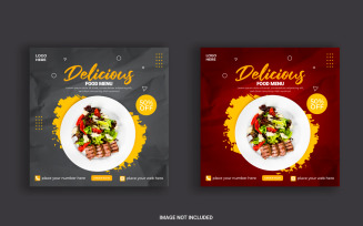 Food restaurant business marketing social media post or web banner template design