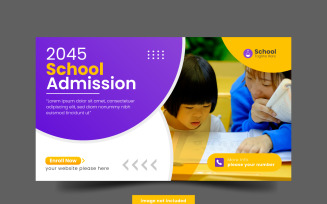 Back to school web banner post social media post banner templateschool admission
