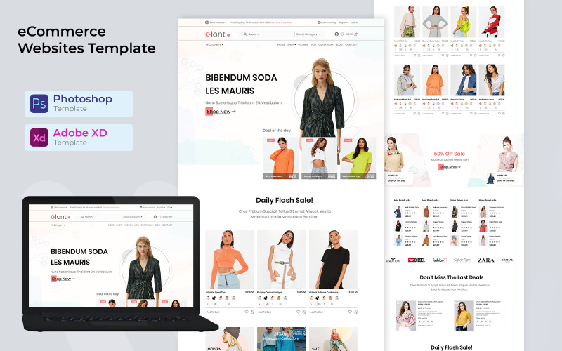 Dropshipping Ecommerce website PSD & XD template UI Element