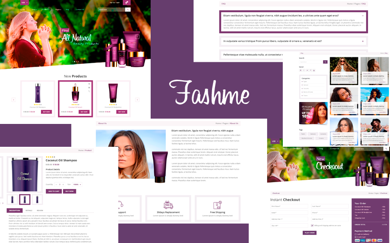 Fashme - cosmetic and beauty shop psd template PSD Template