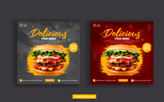 Fast food restaurant business marketing social media post or web banner vector template