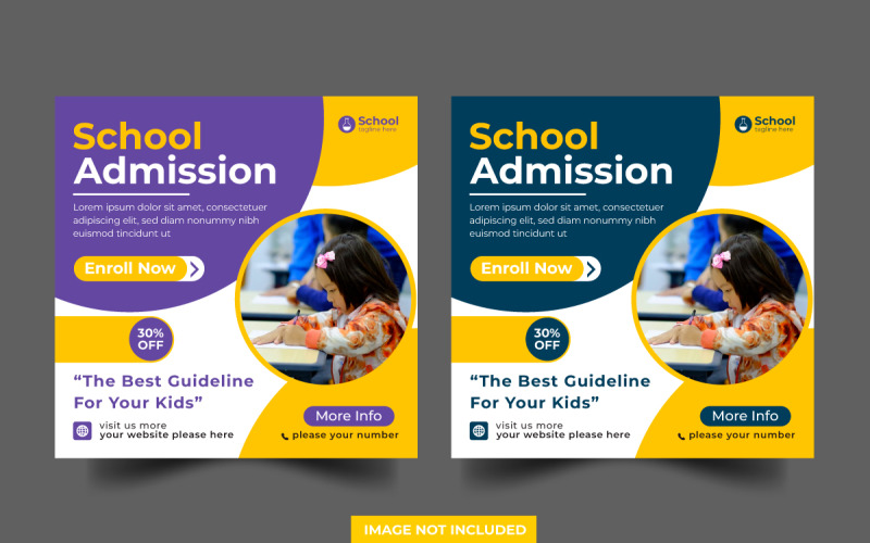 School education admission social media post banner template web banner post Illustration