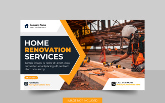 Vector handyman home repair web banner social media post home service