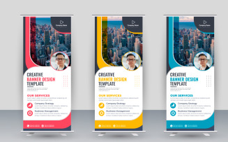 Roll up display standee banner design and business rack card or dl flyer templates