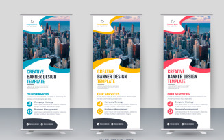 Vector roll up display standee banner design and business rack card or dl flyer design