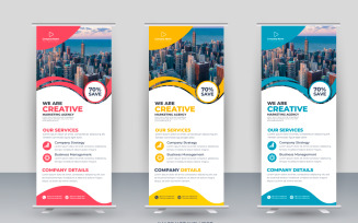 Vector roll up display standee banner design and business rack card or dl flyer templates design
