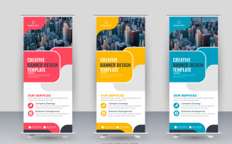 Vector roll up display standee banner design and business rack card or dl flyer templates idea