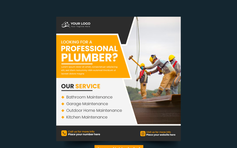 Construction and handyman home repair web banner social media post home service post Illustration