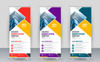 Corporate stand roll up banner and pull up banner template